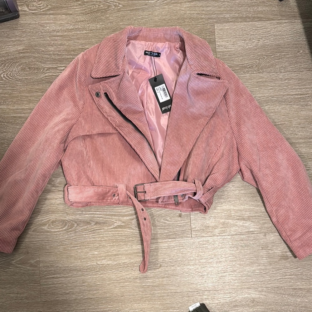 Nasty Gal Pink Utility Jacket with Belted Detail